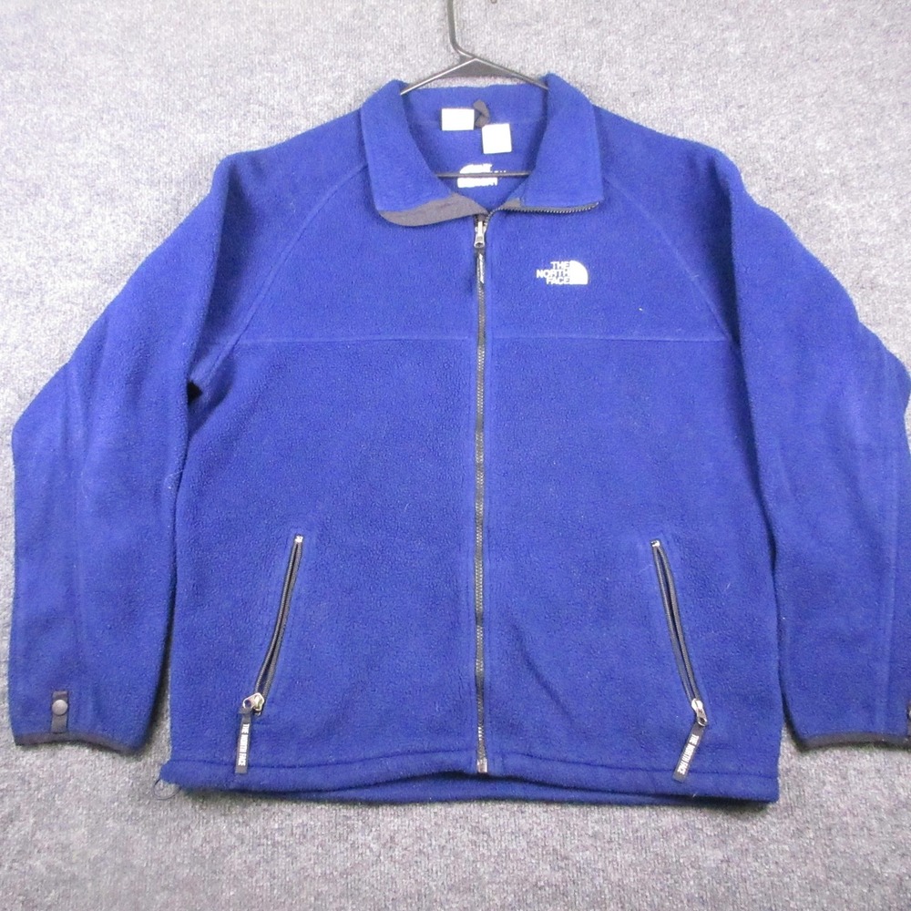 The North Face Jacket Mens Large Blue Fleece Full Zip Pockets Outdoor Logo